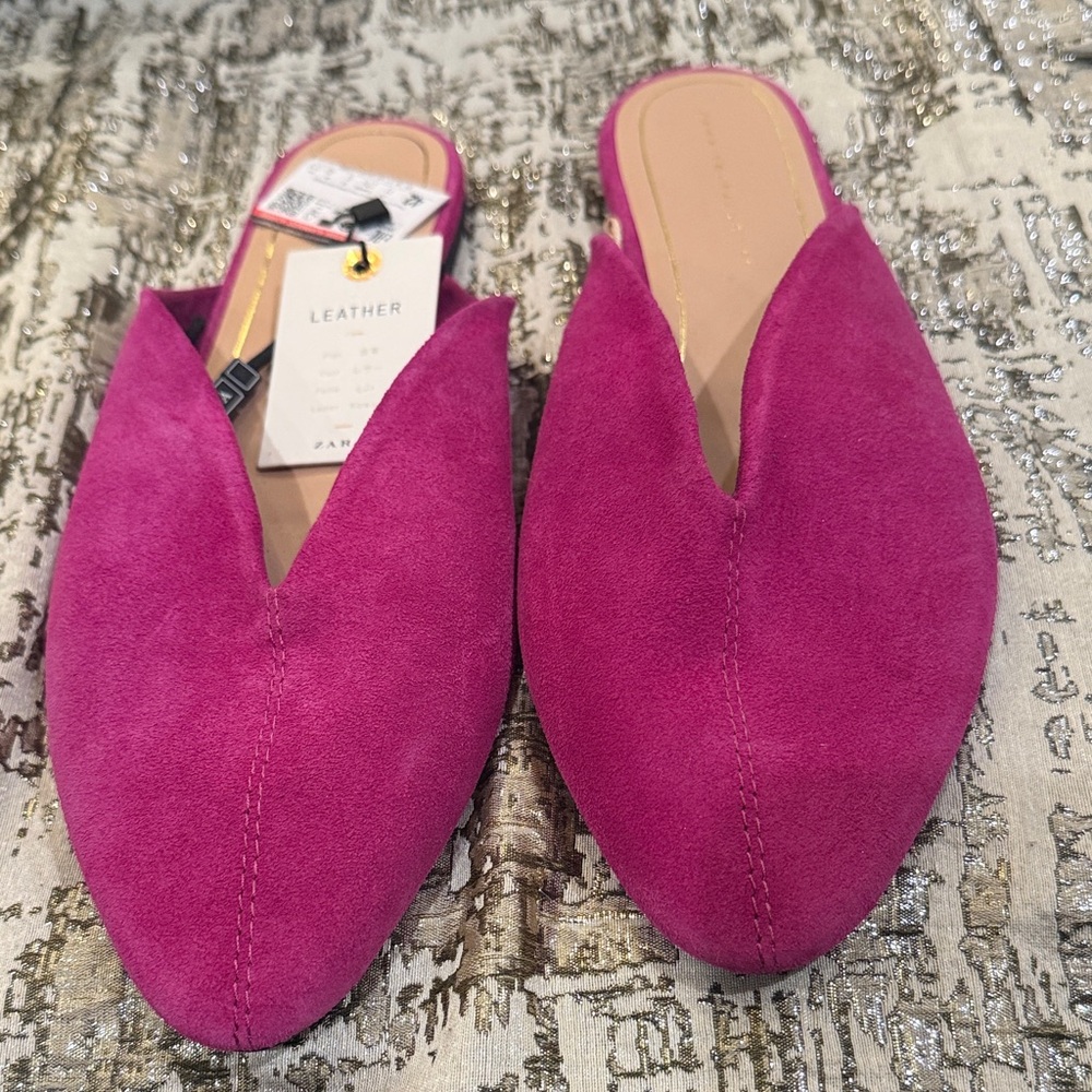 Zara pink  Suede Women's Mules size 42 NWT’s